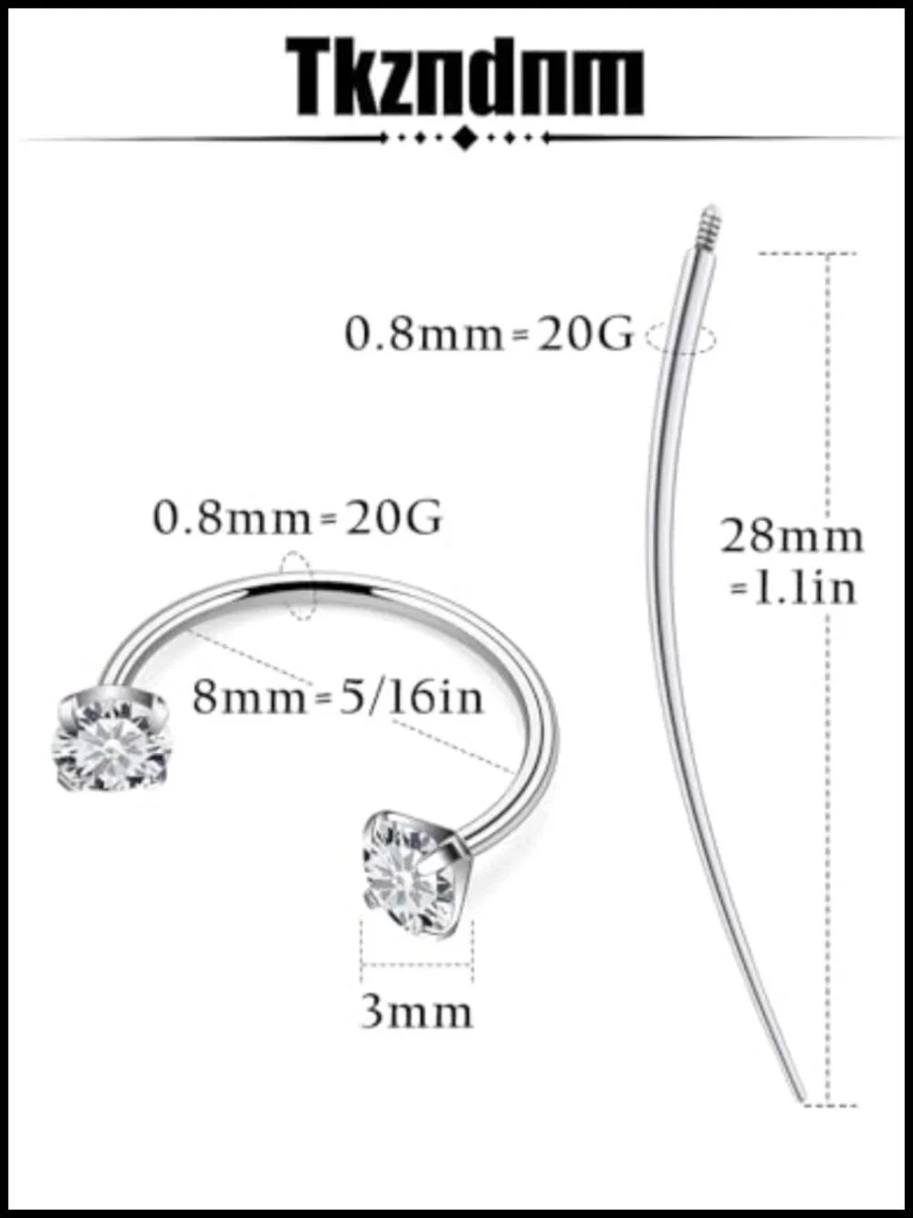 Titanium CZ Horseshoe Nose Ear Septum Lip Rings Piercing Jewelry